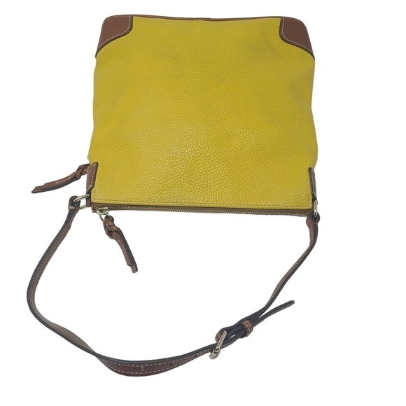 Dooney & Burke | Mustard Yellow Pebble Grain Small Zipper Crossbody Bag - Picture 11 of 15